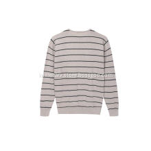 Men's Knitted Stripe Basic Crew-Neck Pullover